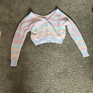 Moon & Madison XS rainbow pastel knit cardigan